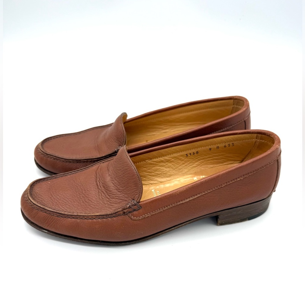 Gravati Loafers Hand Made Italian Light Brown Leather Womens Size 9 - Picture 4 of 9